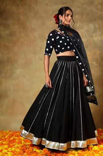 Guzarish Polka Dot Cotton Lehenga Set