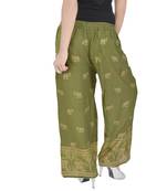 Mehendi Green Jaipuri Gold Print Cotton Palazzo