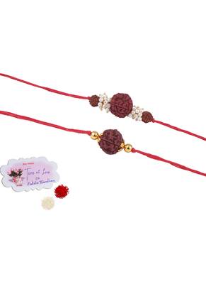 Handmade combo panch mukhi rudraksh protection rakhi set for brother bhaiya 1