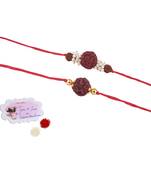 Handmade combo panch mukhi rudraksh protection rakhi set for brother bhaiya