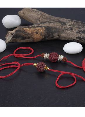 Handmade combo panch mukhi rudraksh protection rakhi set for brother bhaiya 2