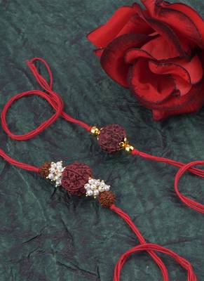 Handmade combo panch mukhi rudraksh protection rakhi set for brother bhaiya 3