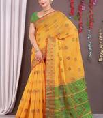 Sareeexotica Women'S Cotton Jacquard Saree Meenakari Zaributta Chit Pallu Yellow Color Saree