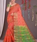 Sareeexotica Women'S Cotton Jacquard Saree Meenakari Zaributta Chit Pallu Gajari Color Saree