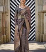 Brown Organza Silk Zari Weaving Border And Rich Pallu Saree With Blouse For Women