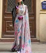 Off White Banarasi Silk Zari Weaving Border And Pallu Saree With Blouse For Women