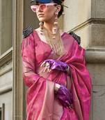 Rani Pink Organza Silk Zari Weaving Border And Rich Pallu Saree With Blouse For Women