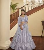 Lavender Silk Semi-Stitched Lehenga Choli Set With DUpatta