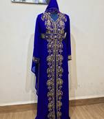 Royal Blue color luxurious Full Sleeves Handmade Moroccan Kaftan.