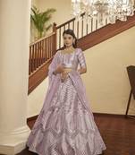 Dusty Pink Semi-Stitched Lehenga Choli Set With Dupatta