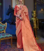 Red Faux Kanjivaram Silk Gold Zari Weaving Border And Rich Pallu Saree With Blouse For Women