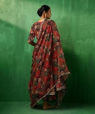 Adaa tropical print black muslin anarkali set 4