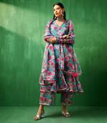 Adaa multicolor floral organza anarkali set