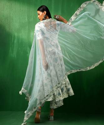 Adaa blue rose cotton anarkali set 4