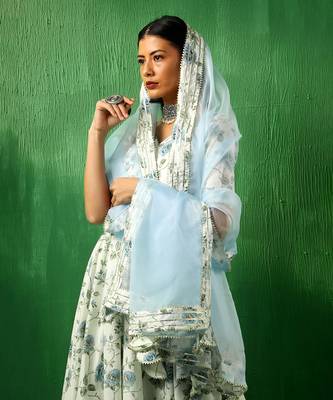 Adaa blue rose cotton anarkali set 5