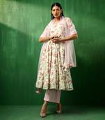 Adaa pink rose cotton anarkali set