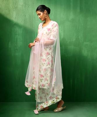 Adaa pink rose cotton suit set 2