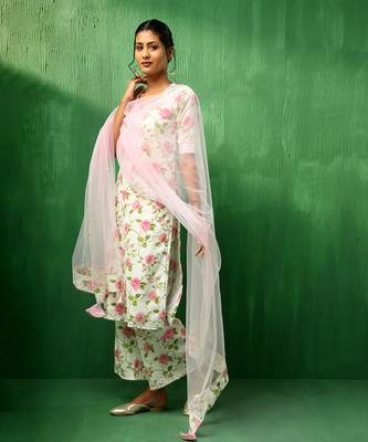 Adaa pink rose cotton suit set 3
