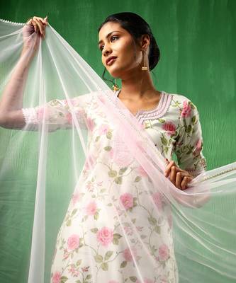 Adaa pink rose cotton suit set 4