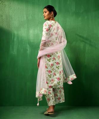 Adaa pink rose cotton suit set 5