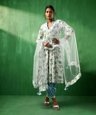 Adaa blue rose cotton suit set 1