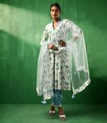 Adaa blue rose cotton suit set