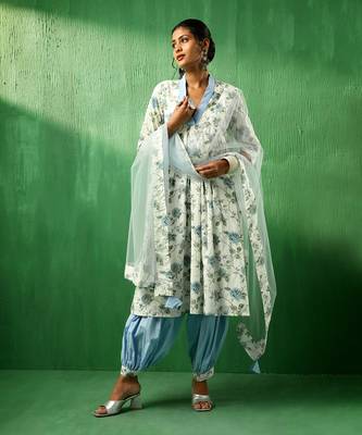Adaa blue rose cotton suit set 3