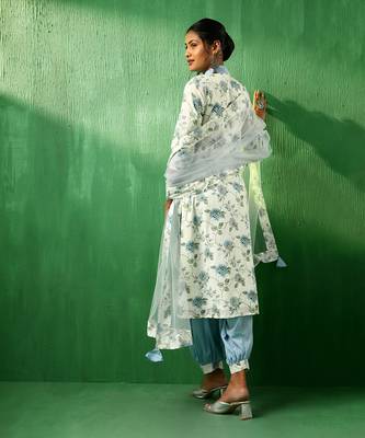 Adaa blue rose cotton suit set 4