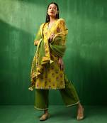 Adaa yellow cotton suit set