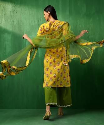 Adaa yellow cotton suit set 5
