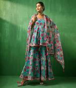 Adaa multicolor floral organza sharara set