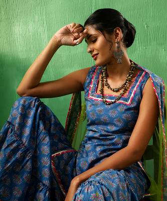 Adaa lotus blue cotton sharara set 4
