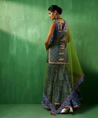 Adaa lotus blue cotton sharara set 5