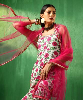 Adaa pink white cotton sharara set 4