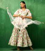 Adaa pink rose cotton sharara set