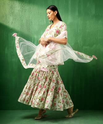 Adaa pink rose cotton sharara set 2