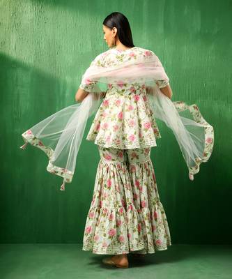Adaa pink rose cotton sharara set 4