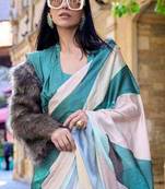 Cream Banarasi Silk Zari Weaving Border And Pallu Saree With Blouse For Women