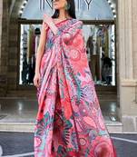 Baby Pinkl Banarasi Silk Zari Weaving Border And Pallu Saree With Blouse For Women