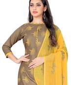 Manvaa Women'S beautiful Beige And Black Color Unstitched Designer Table Print Nazneen Combo Dress Material 