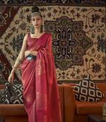 Red Silk Blend Copper Zari Woven Border And Rich Pallu Saree With Blouse For Women