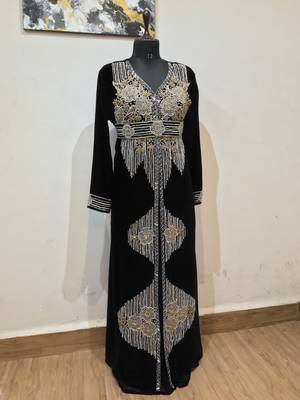 Black color Full Sleeves Handmade Moroccan Kaftan 1