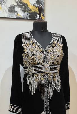 Black color Full Sleeves Handmade Moroccan Kaftan 2