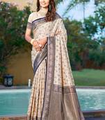 Off white silk weaving designer traditional saree