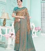 Turquoise silk weaving designer traditional saree