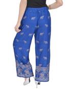 Blue Jaipuri Gold Print Cotton Palazzo