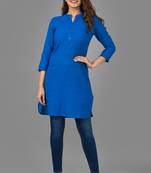 Aayumi blue colour rayon  fabric solid  rich looks short kurti