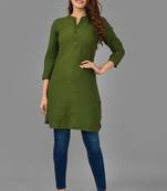 Aayumi green colour rayon  fabric solid  rich looks short kurti