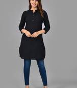 Aayumi black colour rayon  fabric solid  rich looks short kurti