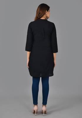 Aayumi black colour rayon  fabric solid  rich looks short kurti 2